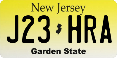 NJ license plate J23HRA