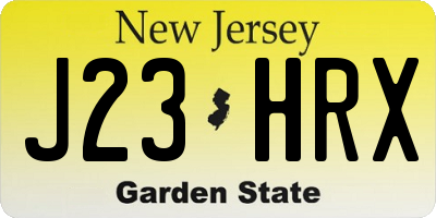 NJ license plate J23HRX