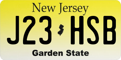 NJ license plate J23HSB