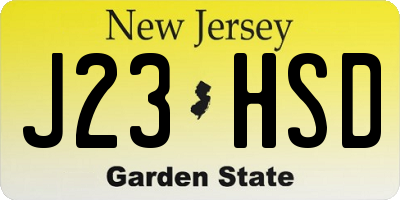NJ license plate J23HSD