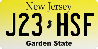 NJ license plate J23HSF
