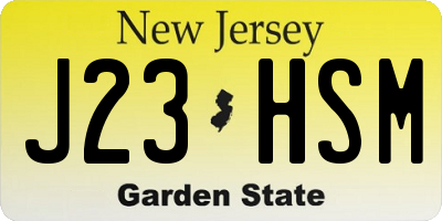 NJ license plate J23HSM