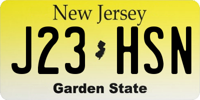 NJ license plate J23HSN