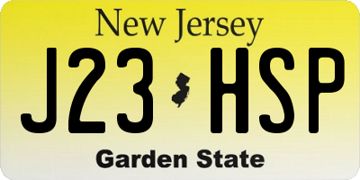 NJ license plate J23HSP