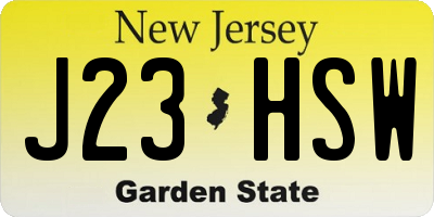 NJ license plate J23HSW