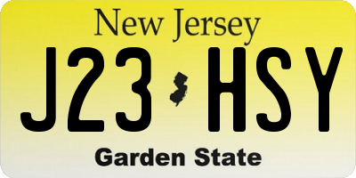 NJ license plate J23HSY