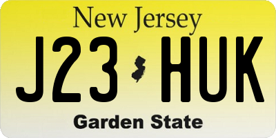 NJ license plate J23HUK