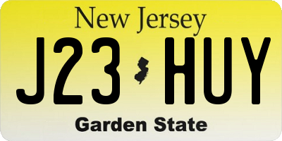 NJ license plate J23HUY