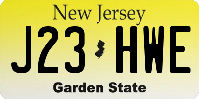 NJ license plate J23HWE
