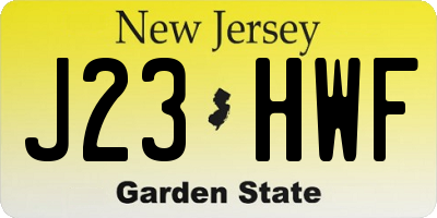 NJ license plate J23HWF