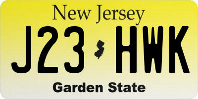 NJ license plate J23HWK