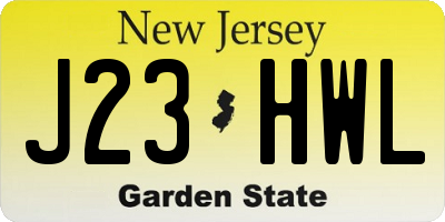 NJ license plate J23HWL