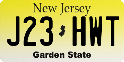 NJ license plate J23HWT
