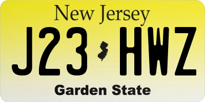 NJ license plate J23HWZ