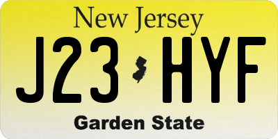 NJ license plate J23HYF