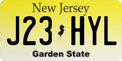 NJ license plate J23HYL