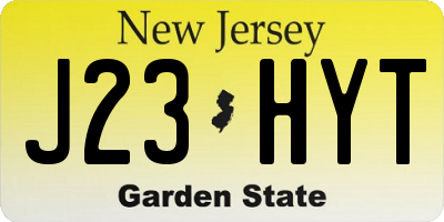 NJ license plate J23HYT