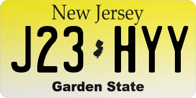 NJ license plate J23HYY