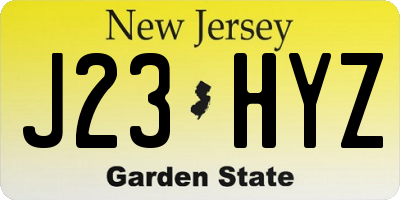 NJ license plate J23HYZ