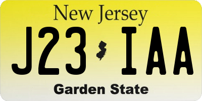 NJ license plate J23IAA