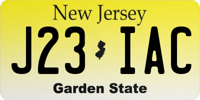 NJ license plate J23IAC