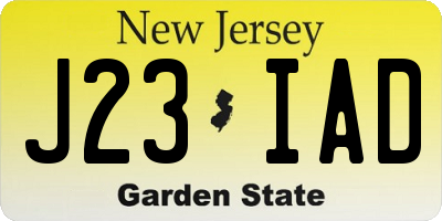 NJ license plate J23IAD