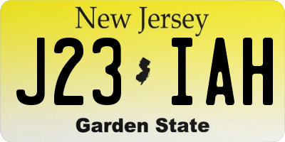 NJ license plate J23IAH