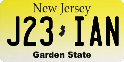NJ license plate J23IAN