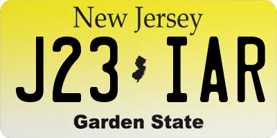 NJ license plate J23IAR