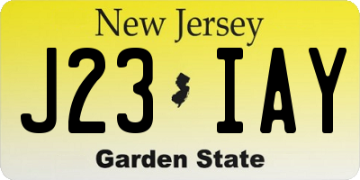 NJ license plate J23IAY