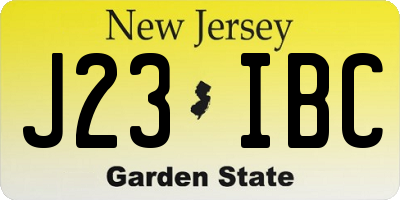 NJ license plate J23IBC