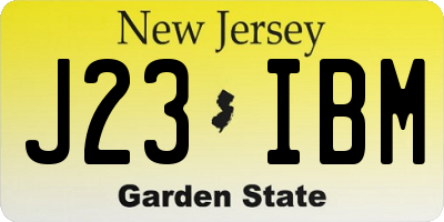 NJ license plate J23IBM