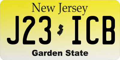 NJ license plate J23ICB