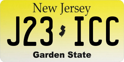 NJ license plate J23ICC