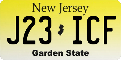 NJ license plate J23ICF