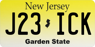NJ license plate J23ICK