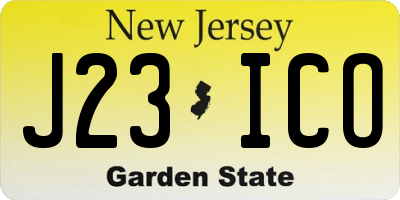 NJ license plate J23ICO