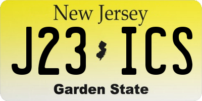 NJ license plate J23ICS