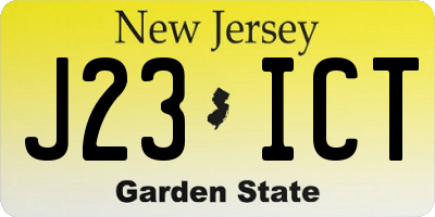 NJ license plate J23ICT