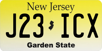 NJ license plate J23ICX
