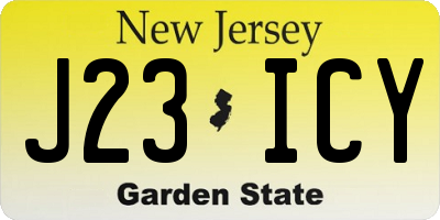 NJ license plate J23ICY