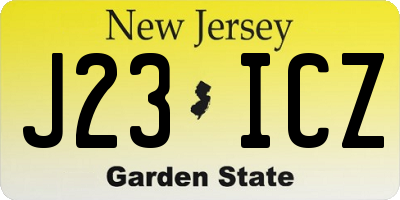 NJ license plate J23ICZ