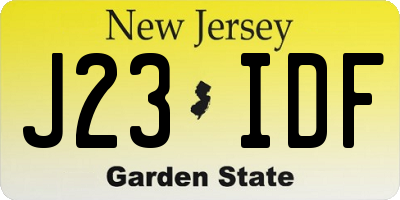 NJ license plate J23IDF