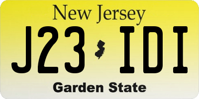 NJ license plate J23IDI