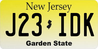 NJ license plate J23IDK