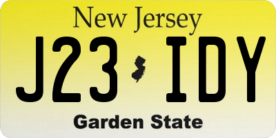 NJ license plate J23IDY