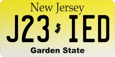NJ license plate J23IED