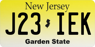 NJ license plate J23IEK