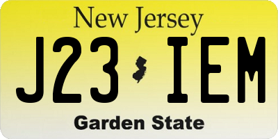 NJ license plate J23IEM