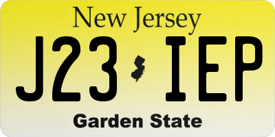 NJ license plate J23IEP